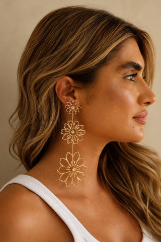 brinco trio floral